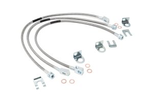 Jeep Wrangler Brake Lines - Front + Rear - Rough Country - Extended for 4-6in Lifts - Stainless Steel - '87-'06